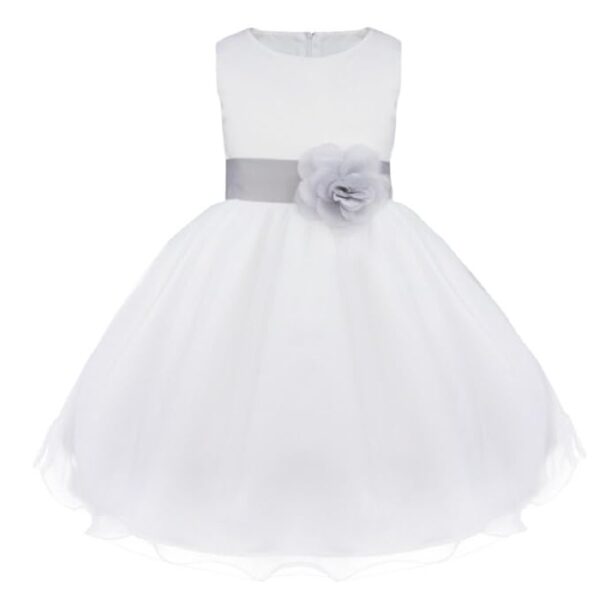 Baby Girls Summer Bridesmaid Long Party Dress Trailing White Birthday Flower Dresses for Girl Net Wedding Princess Gown 1-2 Year Kidswear