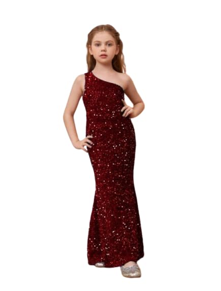 Glitter Sequins Long Sleeves Flower Girls Dresses for Wedding Tulle Birthday Party Christmas Dress for Girl, Solid Work Dress for Girls