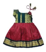 Girl's Traditional Ethnic Wear Kalyani Cotton Flower Knot Frock (Maroon)