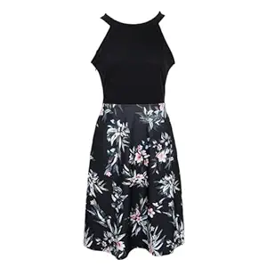 Women's Floral Sleeveless Off-Shoulder Party Prom Swing Dress Black M | Dresses | Womens Clothing