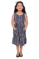 Girls Embroidery Cotton Long Sleeve Flower Dresses LH5460 for 1-8 Years (Dark Blue)