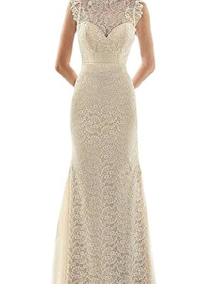Sexy Apricot Sequin Backless Slim Floor Length Prom Gown Bridesmaid Cocktail Party Dress for Women(White)