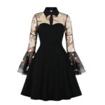 Women's Vintage Polka Dot 1950s Audrey Retro Rockabilly Prom Dress 50's 60's A-Line Cocktail Party Swing Dress, X-Large