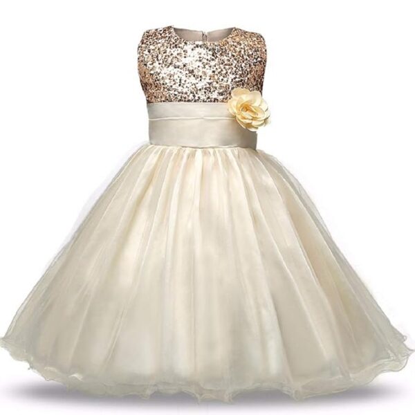 Baby-Girls Kids Golden Sequin Fancy Prom Dress Princess Gown Birthday Dresses 9-10Years