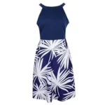 Women's Floral Sleeveless Off-Shoulder Party Prom Swing Dress Blue White M | Dresses | Womens Clothing