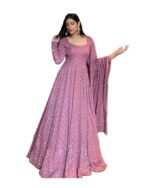 Omkar Textile's Light Purple Gown with Dupatta Set for wedding