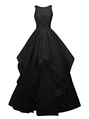 Net Wedding Maxi Dress for Women (Black)