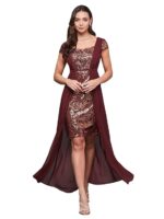 Women's Embellished Fit & Flare Maxi Dress (Wine)