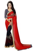 Royal Silk Sari Heavy Blouse & Border Indian Wedding Women Saree Party Special Muslim Bride Dress