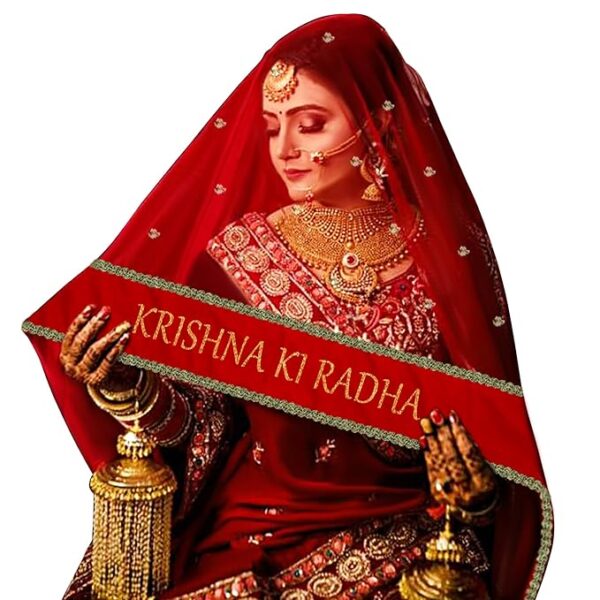 Sada Saubhagyawati Bridal Customized Dupatta | Name Bride Chunni & Dupattas | Dulhan Name Wala dupatta for Marriage, Indian(Red)