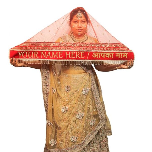 Sada Saubhagyawati Bridal Customized Dupatta | Name Bride Chunni & Dupattas | Dulhan Name Wala dupatta for Marriage, Indian（SSBCD- RED07）
