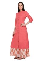 Women's Cotton Solid Readymade Salwar Suit Set(Peach)
