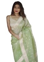 Women's Lavander Banarasi Kanchipuram Art Silk Saree for Women – Traditional Wedding & Party Saree with Blouse Piece – Ethnic Indian Silk Saree for Bridal, Festive (Pista Green)