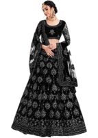 Elegant and Stylish Lehenga Choli for Women – Traditional Indian Wear with Embroidery, Perfect for Weddings and Festivals (Net-Black)