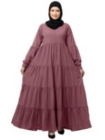 Umbrella Abaya with Elasticated Cuffs Made in Nida Matte Fabric - Simple Umbrella style Burqa( Puce Pink)