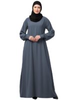 Women's Inner Abaya Dress With Cuff Sleeves And Side Pocket Made in Nida Matte Fabric(Grey)