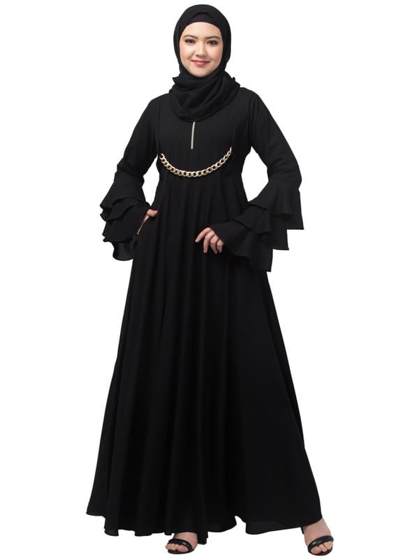 Umbrella Abaya With Attached Belt And Bell Sleeves - Made with Nida Matte for Women and Girls