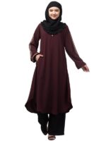 Knee Length Abaya With A Top And Plazo - Made with Nida Matte for Women