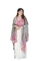 Premium Chinnon Silk Fabric With Cording & Wedding Bollywood Party Girls Wear Dhoti Indo Western(Pink)