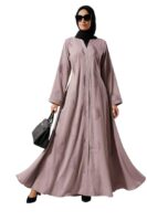 Luxury Embroidered Abaya for Women with Black Hijab | Elegant Full-Length Modest Dress(Pink)