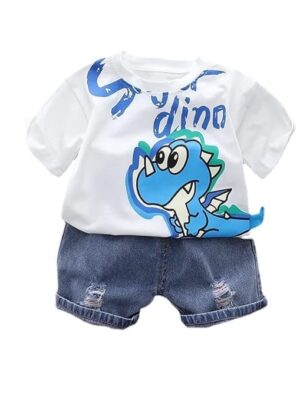 Baby Boys Cotton Dino Printed T-Shirt With Shorts Sets Of Clothing Sets