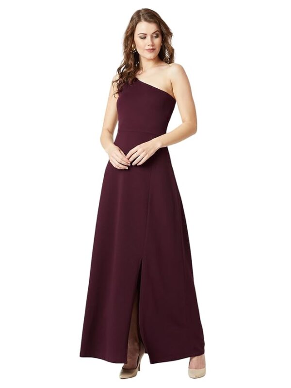 Women's Bodycon Slit Maxi Dress(Wine)