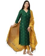 Women's 3 Piece Kurta Pant Dupatta Set | Silk Cotton Kurta Sets for Woman | Kurti Set for Woman | Elegant Suit Set for Women Cotton
