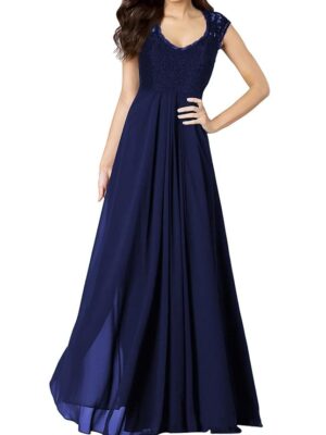 Women's Deep V Neck Vintage Party Wedding Bridesmaid Formal Cocktail Dress Navy Blue