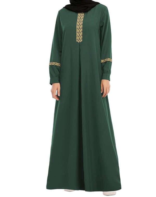 Long Sleeve Abaya for Girls Muslim Islamic Dresses Kids Printed Maxi Prayer Clothes Robe