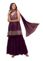 Women's Purple Designer Zari work Georgette Readymade Suit(Wine)