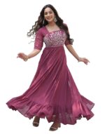 Georgette Anarkali Gown with Sequins and Embroidery for Women with Long Sleeves