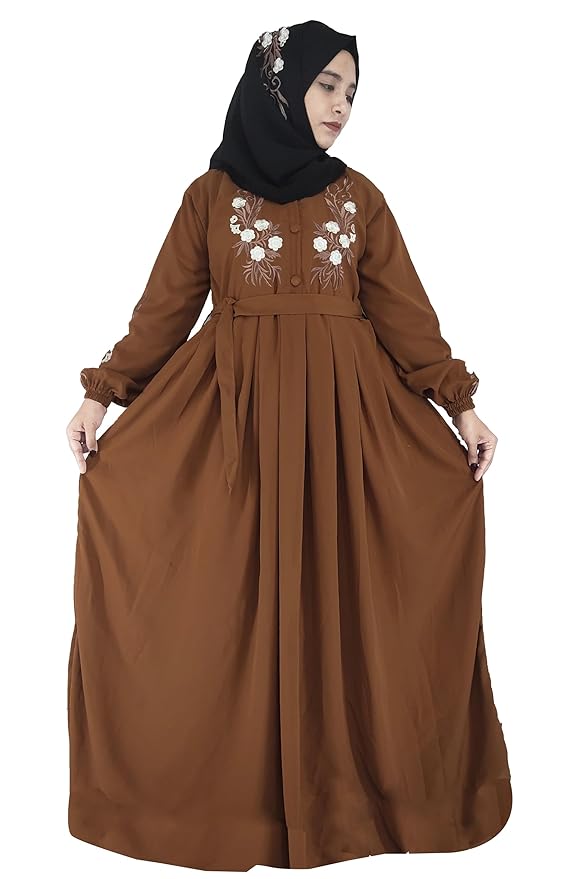 Free Size Muslim Burqa/Abaya & Burkha Dress for Muslim Women And Girl's( Brown)