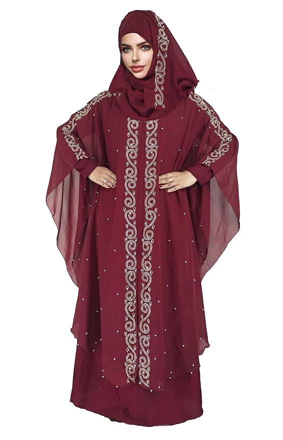 Nida fabric Free Size Muslim Burqa/Abaya & Dress for Muslim Women( Maroon)