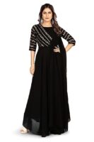 Gown for Women - Georgette Matt Sequence Embroidery Regular Fit A-Line Gown with Attached Dupatta