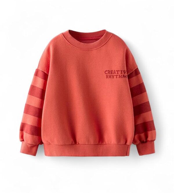 Boys & Girls Oversized Sweatshirt | Placement Print | Age 3-10 Years | Warm & Comfortable Kids Pullover(Reddish)