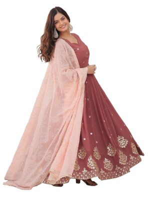 Faux Georgette Zari Thread Work Anarkali Kurta Set For Women