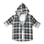 Boys Cotton Full Sleeves Checks Hooded Shirt with T-Shirt