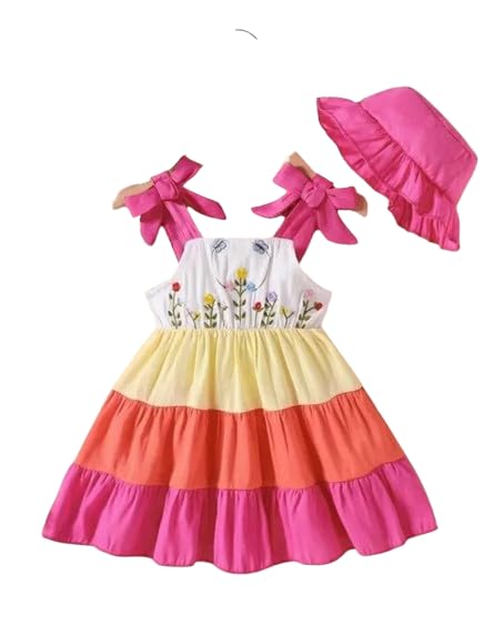 Kid Girls Multicolor  Sleeveless Floral Frock Dress