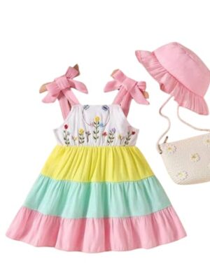 Kid Girls Multicolor  Sleeveless Floral Frock Dress