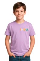 Boys Polycotton Half Sleeve Round Neck T-Shirt, Summer Casual Wear, Solid Tee for Kids(Purple)