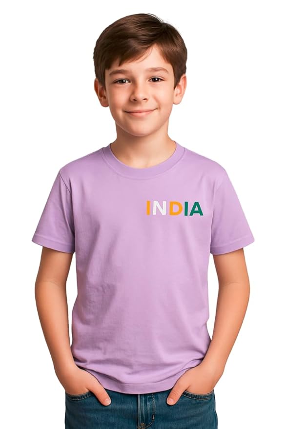 Boys Polycotton Half Sleeve Round Neck T-Shirt, Summer Casual Wear, Solid Tee for Kids(Purple)