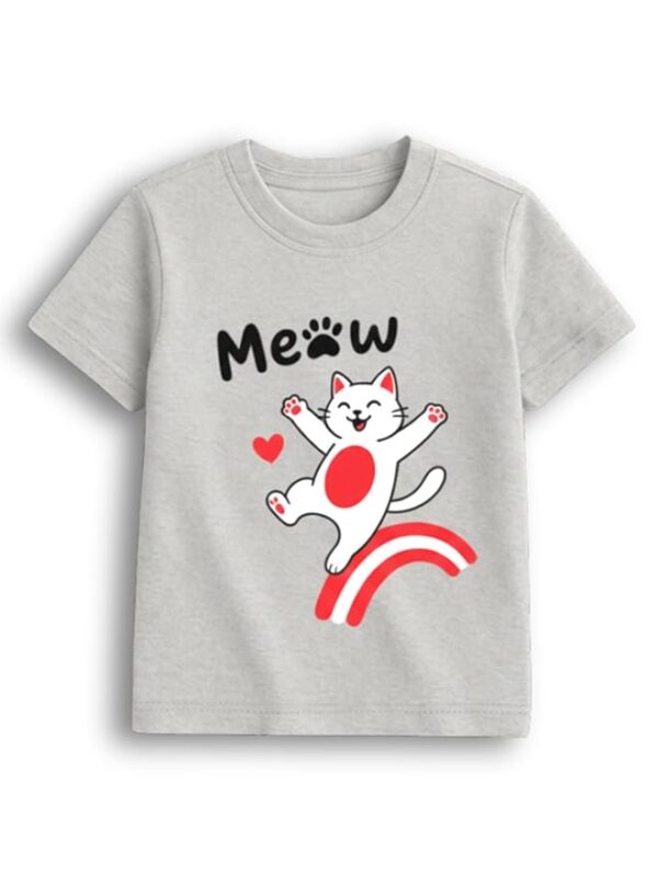 T Shirt | Cute Meow Cat | Kids T-shirt | Soft Cotton | Round Neck
